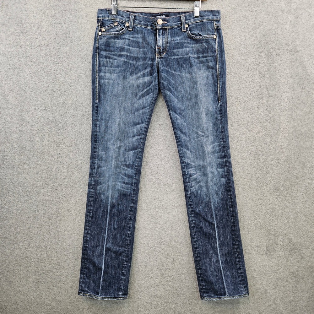 Y2K Rockstar Girlfriend ROCK & REPUBLIC Costello Jeans Womens 27 WHISKERING